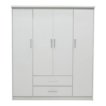 Wardrobe Olympus pakoworld with 4 doors and drawers in white colour 159x57x183cm