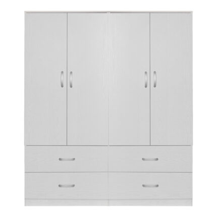 Zelia A pakoworld four-leaf wardrobe with 4 drawers color white 158x42x180cm