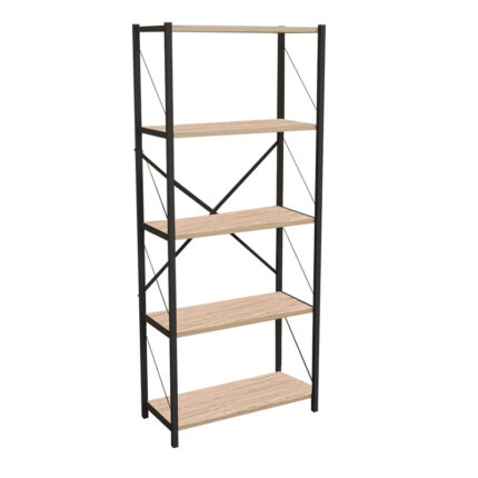Bookcase Draizy pakoworld oak melamine-black metal 63x30x150cm