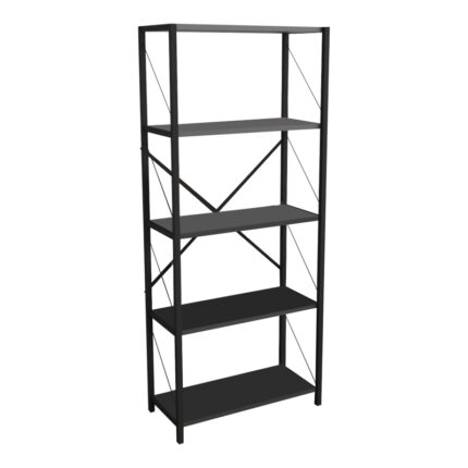 Bookcase Draizy pakoworld anthracite melamine-black metal 63x30x150cm