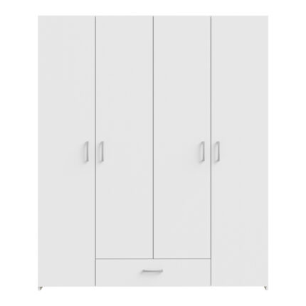 Openable four-leaf wardrobe Generiale pakoworld melamine white with 3 grey shelves 159x54.5x190.5cm