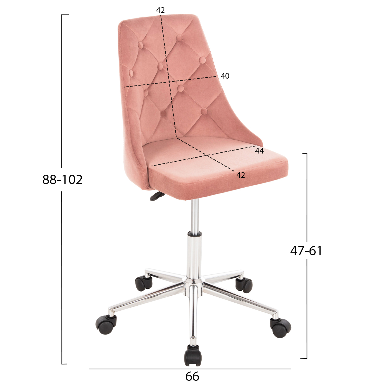 Velvet Office Chair High Back OFFICE CHAIR HORACE DUSTY PINK