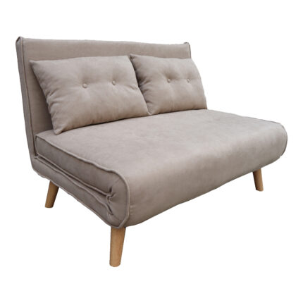 Josuane sofa-bed pakoworld two-seater beige fabric and natural wood leg 122x80x81cm