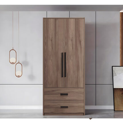 2-door wardrope Edritte pakoworld with drawers light walnut 80x52x195cm
