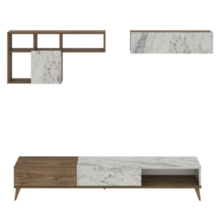 TV STAND ISOLDE ΔΡΥΣ/ΛΕΥΚΟ ΜΑΡΜΑΡΟ 180x33x41cm