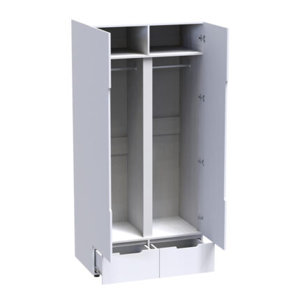 Double Wardrobe Afina pakoworld mdf in white glossy color 100x57x213cm