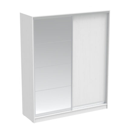 Aparador pakoworld two-leaf sliding wardrobe with mirror in white color 180x60x220cm