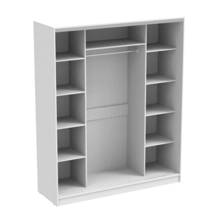 Aparador pakoworld two-leaf sliding wardrobe with mirror in white color 180x60x220cm
