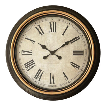 Plasma Inart wall clock in antique black and gold tone D63.5x5.6cm