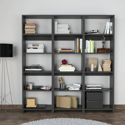 Rabuku pakoworld bookcase in anthracite shade 146x22x160cm