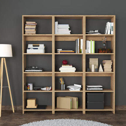 Rabuku pakoworld bookcase in oak shade 146x22x160cm