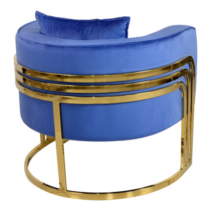 Roblu pakoworld armchair gold metal and velvet in blue shade 72x77.4x70cm