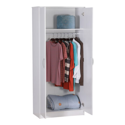 Zelia pakoworld two-leaf wardrobe in white  shade 79x42x180cm