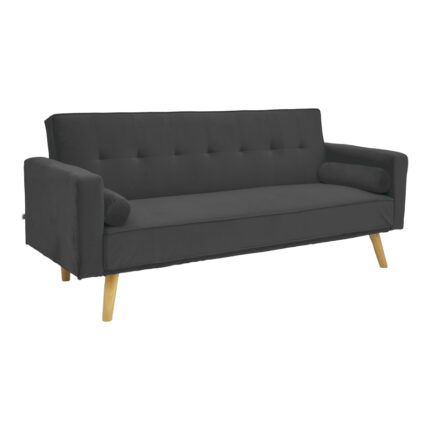 Sofa-bed Success pakoworld 3-seater velvet in anthracite shade 190x80x84cm