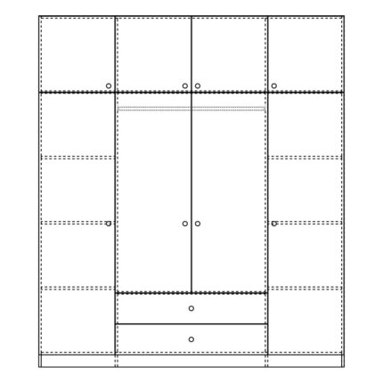 Royal pakoworld four-leaf wardrobe with drawers in sonoma shade 200x58x230cm