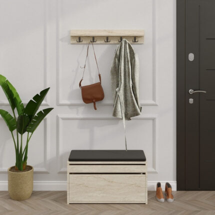 Boby Megapap melamine hall stand in travertine color 80x35x42cm.