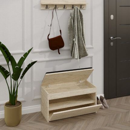 Boby Megapap melamine hall stand in travertine color 80x35x42cm.