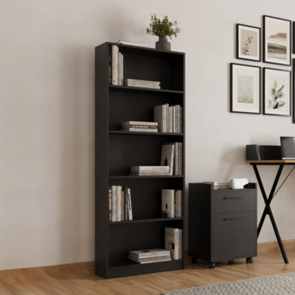 Max pakoworld bookcase in anthracite shade 58x23x170cm