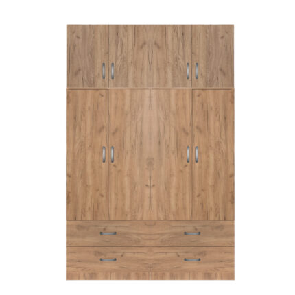 Four-leaf wardrobe with mezzanine Zelia B pakoworld with 4 drawers oak color 158x42x240cm