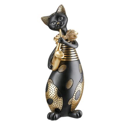 FIGURINE, CAT, "CHAPEL", POLYRESIN, BLACK, PU 3, L. 8,5 CM, W. 10 CM, H. 27 CM
