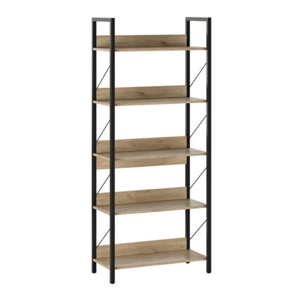 Connect Megapap metal - melamine bookcase in florida oak color 73x35x172cm.