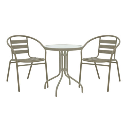 Watson-Tade pakoworld dining table set of 3 pieces champagne-glass metal D60x70cm