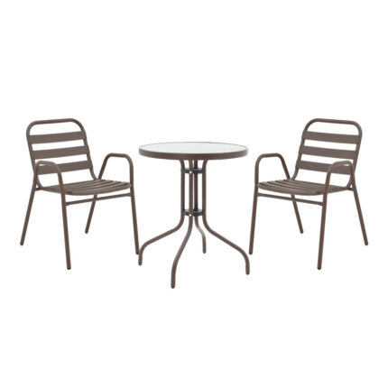 Watson-Sussie pakoworld dining table, brown metal and glass, Φ60x70cm