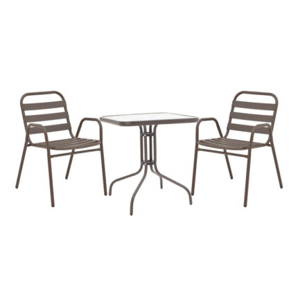 Dining table Watson-Sussie pakoworld metal brown-glass 60x60x70cm