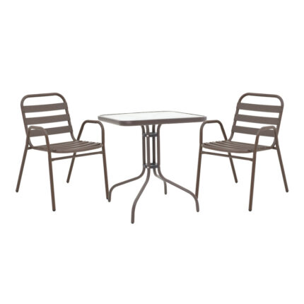 Dining table Watson-Sussie pakoworld metal brown-glass 70x70x70cm