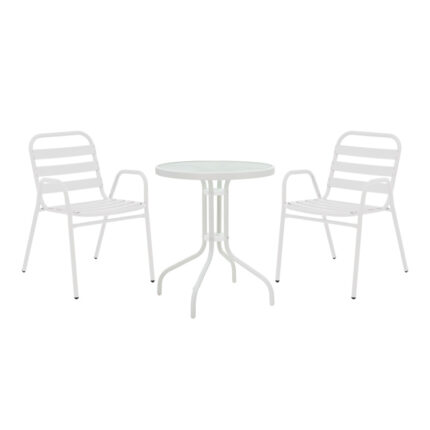 Watson-Sussie pakoworld dining table white metal-glass Φ60x70cm