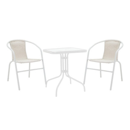 Watson-Obbi dining table pakoworld white metal-glass 70x70x70cm