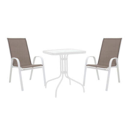 Watson-Calan dining table pakoworld white metal-glass 70x70x70cm