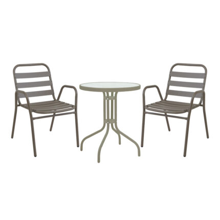 Watson-Sussie pakoworld dining table set of 3 pieces champagne-glass metal D60x70cm