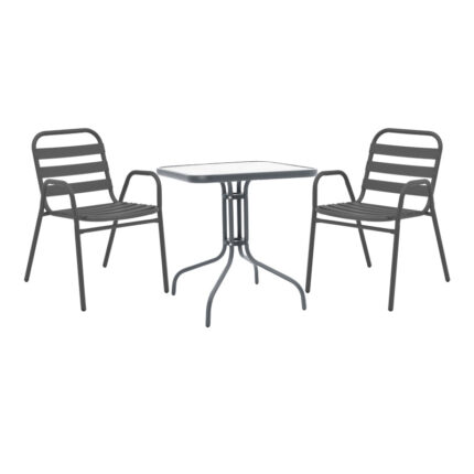 Watson-Sussie pakoworld dining table anthracite metal-glass 70x70x70cm