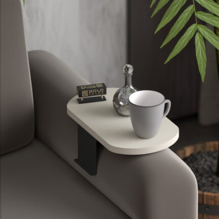 Linea pakoworld side table in cream finish with black metal legs 20x35x10cm