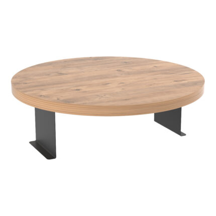 Linea pakoworld side table in sonoma with black metal legs D35.5x5cm