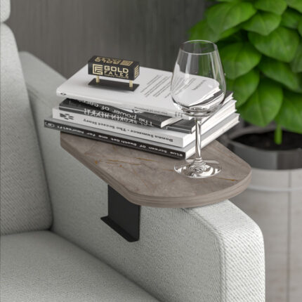 Linea pakoworld side table in anthracite  marble finish with black metal legs 20x35x10cm