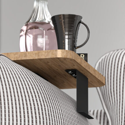 Linea I pakoworld side table in sonoma color with black metal legs 20x35x10cm