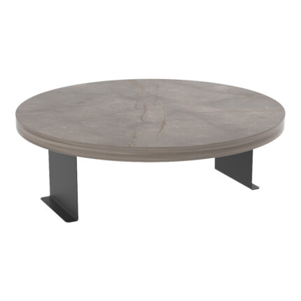 Linea pakoworld side table in anthracite with black metal legs D35.5x5cm