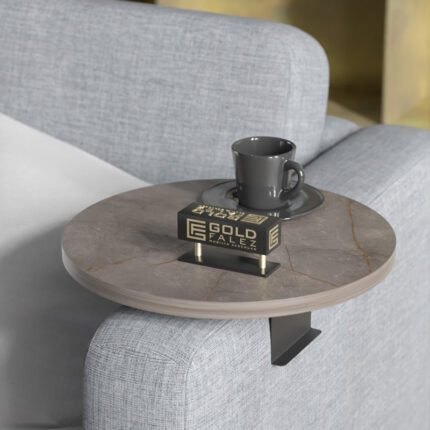Linea pakoworld side table in anthracite with black metal legs D35.5x5cm