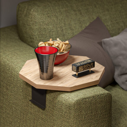 Side table Linea pakoworld in sonoma color with black metal legs D34x10cm