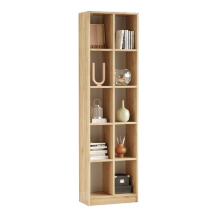 Oteca 10-seat bookcase pakoworld in natural shade 51.1x25.4x180cm