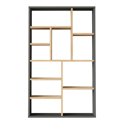 Bookcase Boteca 10-seater pakoworld in natural-anthracite shade 75x22x123.6cm