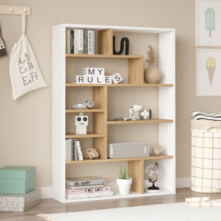 Bookcase Decora pakoworld in natural-whiteshade 90x22x123.6cm
