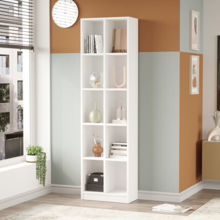 Oteca 10-seat bookcase pakoworld in white shade 51.1x25.4x180cm