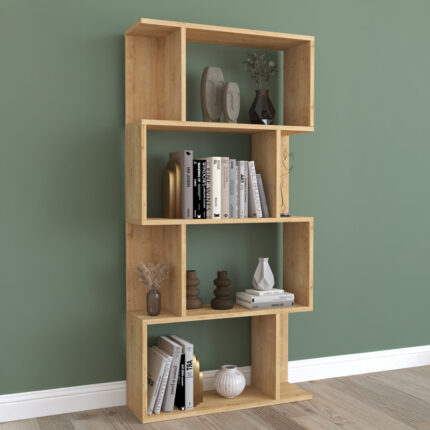Kadu pakoworld bookcase in oak shade 72x22x147cm