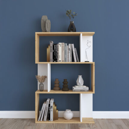 Kadu pakoworld bookcase in oak-white shade 72x22x108cm