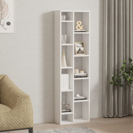 Minicu pakoworld bookcase in white shade 44.4x19.6x150cm