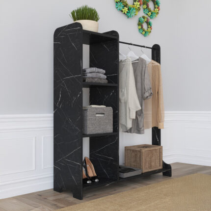 Renesme pakoworld entrance furniture in black with marble look 106x45x128cm