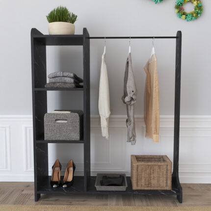 Renesme pakoworld entrance furniture in black with marble look 106x45x128cm